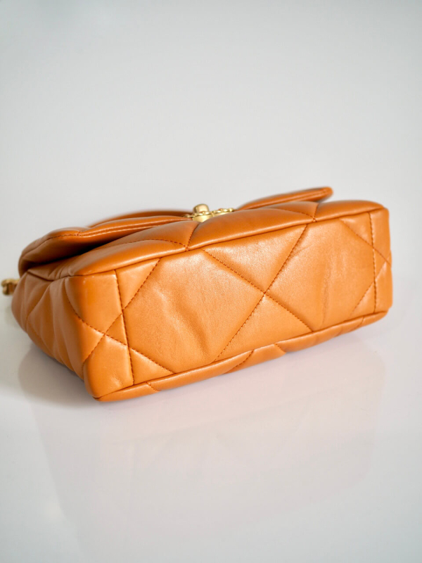 Bag CHANEL 19 Small Orange Brown Lambskin GRHW - Image 7