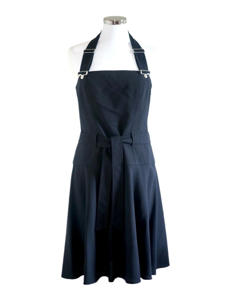 Escada black wool retro dress neck strap detail | Vintage-United
