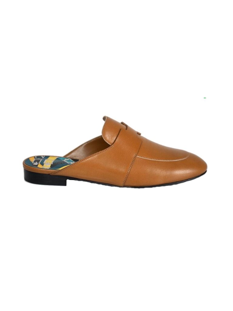 Womens Hermes Elegant Tan Leather 
CATENA MULES size 11 Hermès Brown Leather Block Heel Mules Size 37 EU main image 4