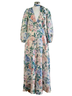 Zimmermann Verity floral blue linen dress