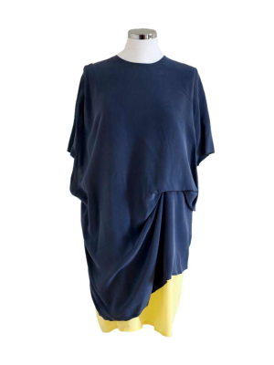 Acne Studios Mallory blue and yellow silk draped dress