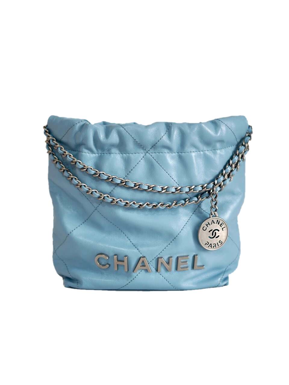 Chanel 22 mini hobo bag blue calfskin silver HW | Vintage-United