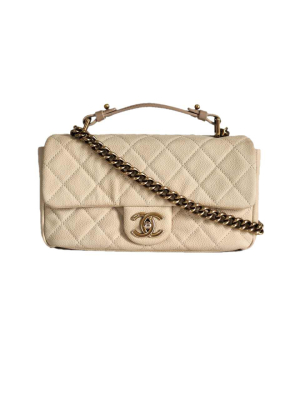 Chanel small Chic flap bag beige caviar leather gold hardware