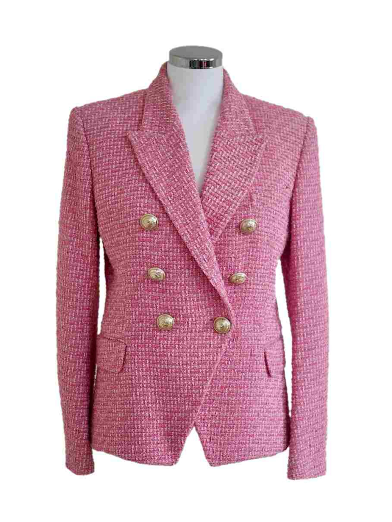 Balmain Red Plaid Blazer with Gold Buttons Size 38 – Mine