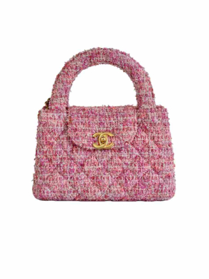 Chanel 24P small nano Kelly shopping bag pink multicolor tweed