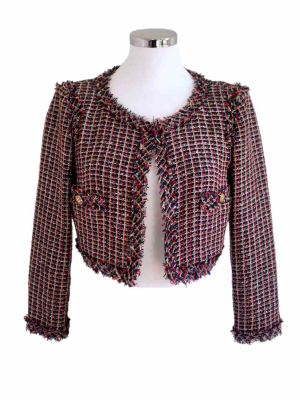 Chanel 11C runway cropped multicolor tweed jacket