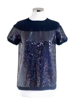 Chanel 08A Top blue cashmere sequins