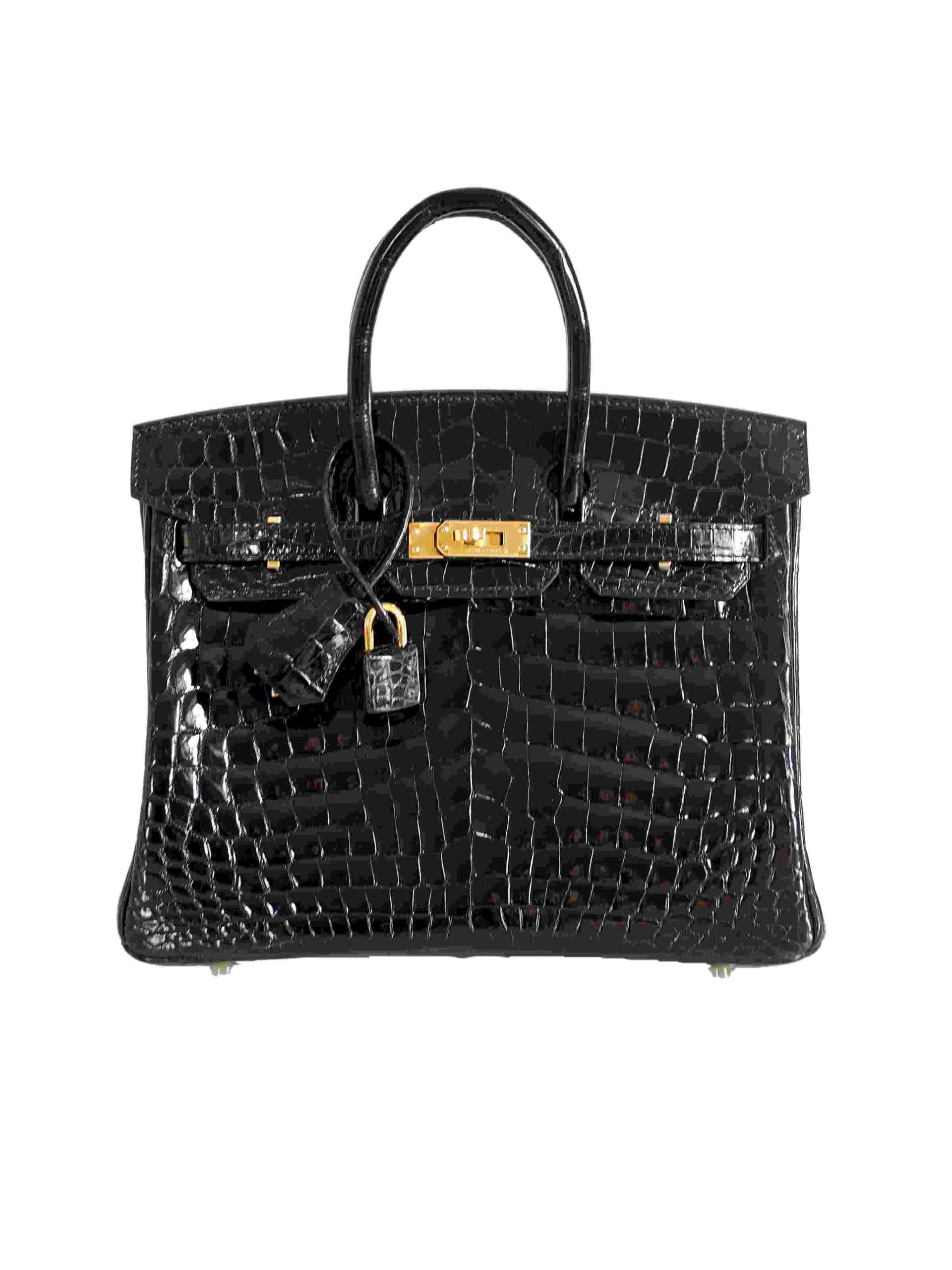 Hermes Birkin 25 Crocodile Niloticus Lisse Noir GHW