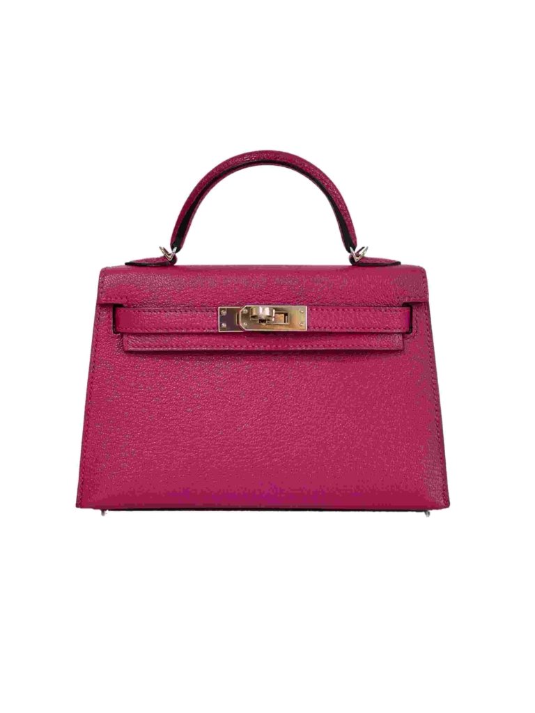 Hermes Kelly 20 mini rose pourpre chèvre PHW | Vintage-United