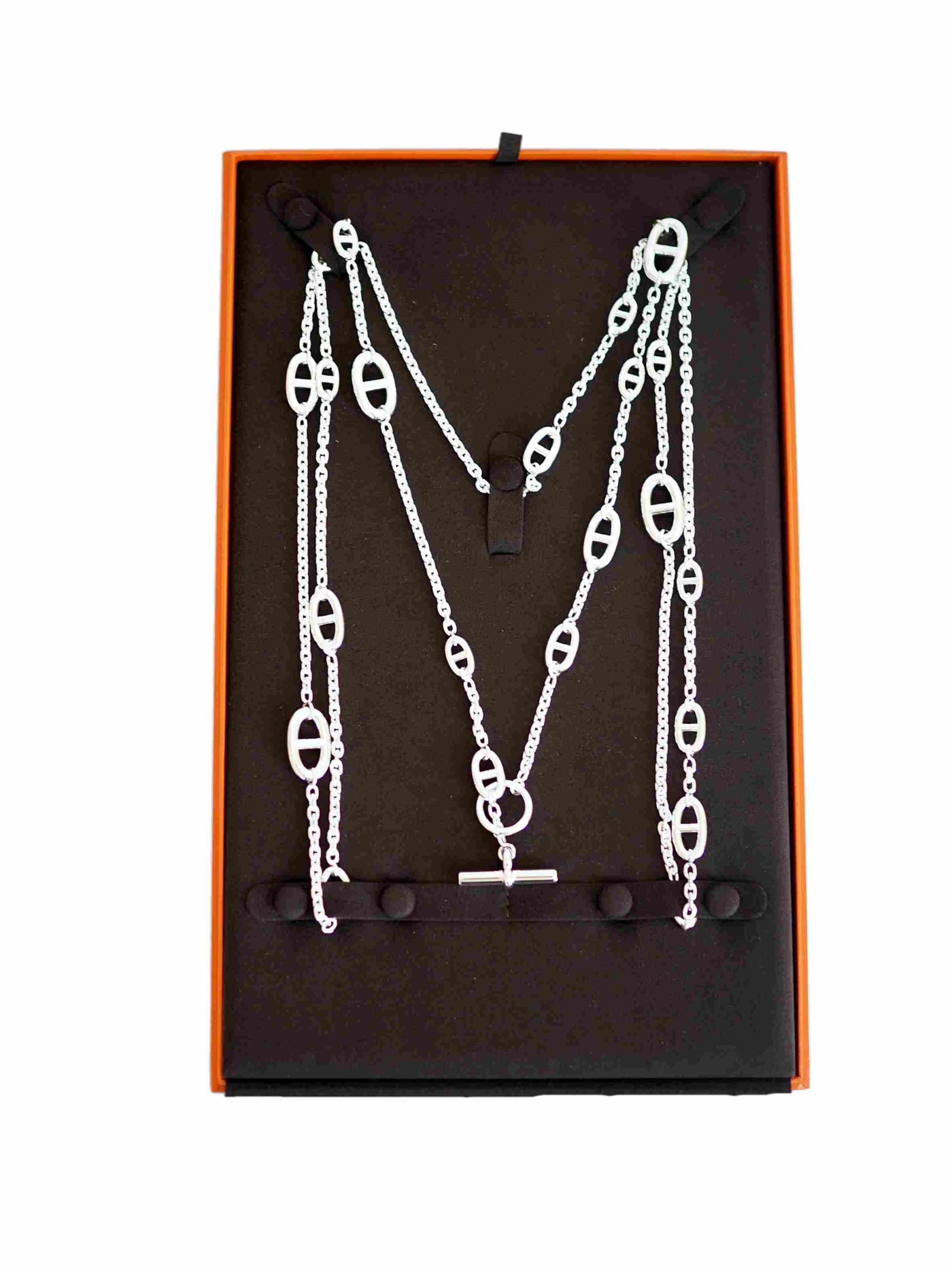 Hermes Farandole 160 long silver necklace new