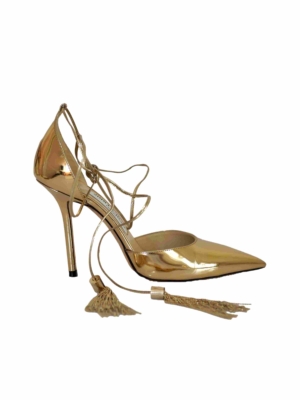 Jimmy Choo Eris gold metallic tassle pumps