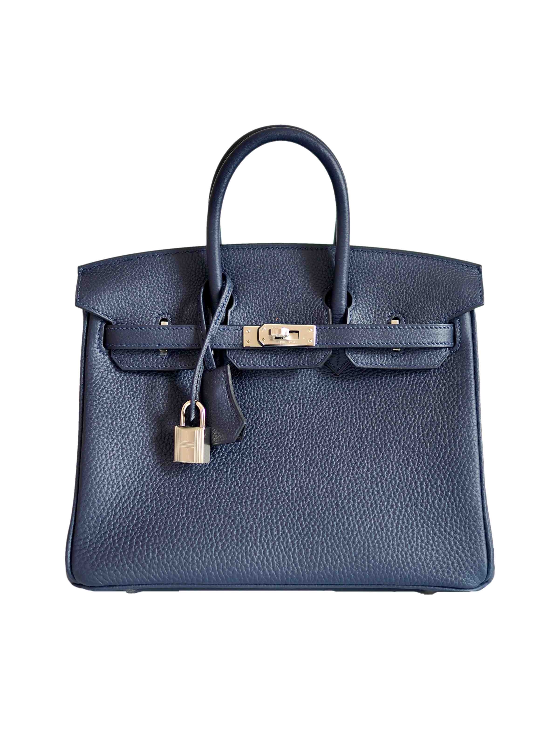 Hermes Birkin 25 bleu nuit togo leather Palladium hardware new