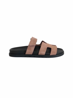 Hermes Chypre sandals rose antique suede