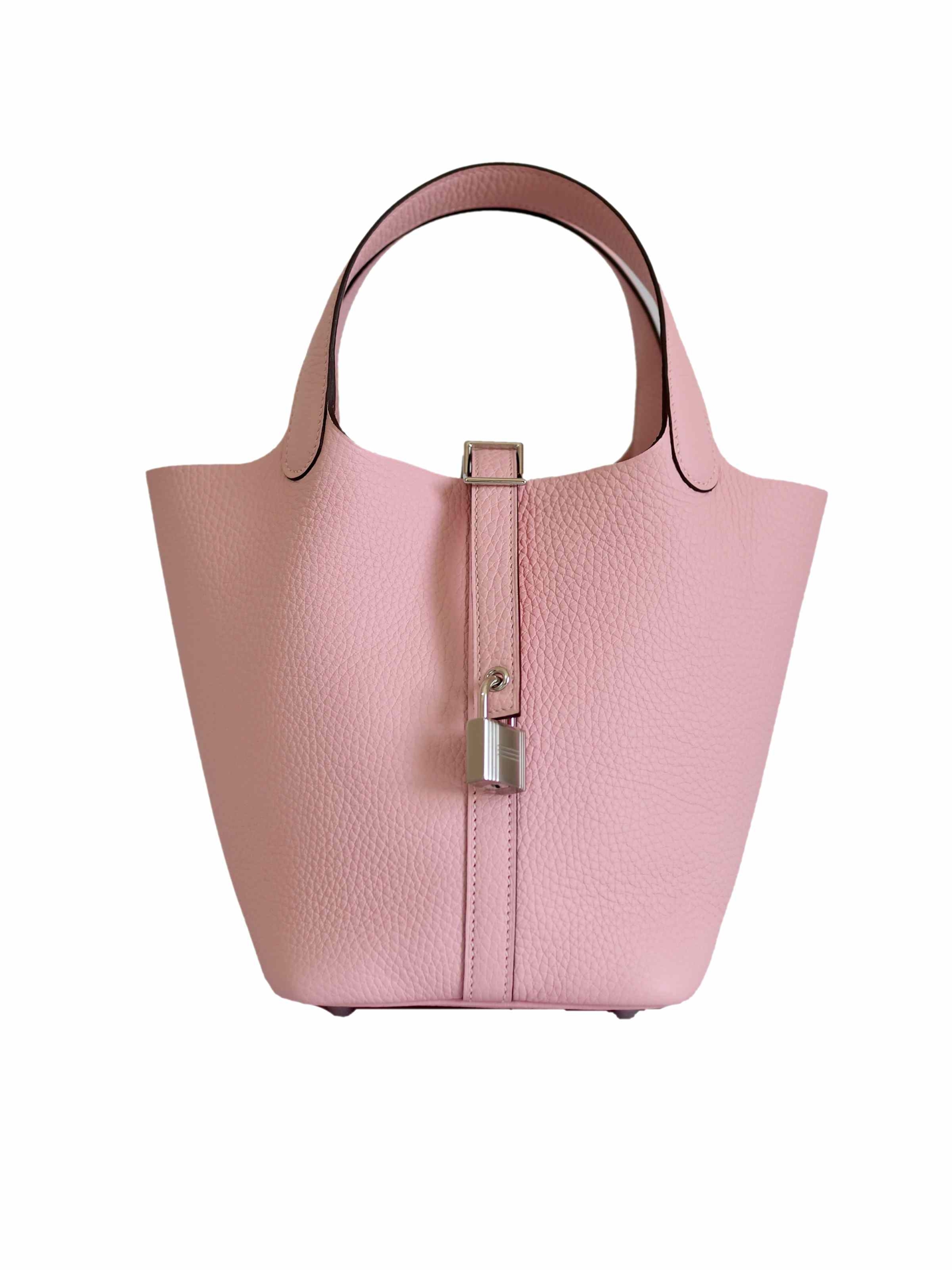 Hermes picotin 18 rose sakura clemence leather palladium hardware