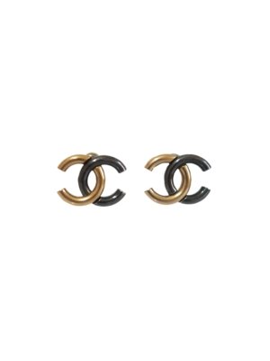 Chanel two-tone small CC metal earrings