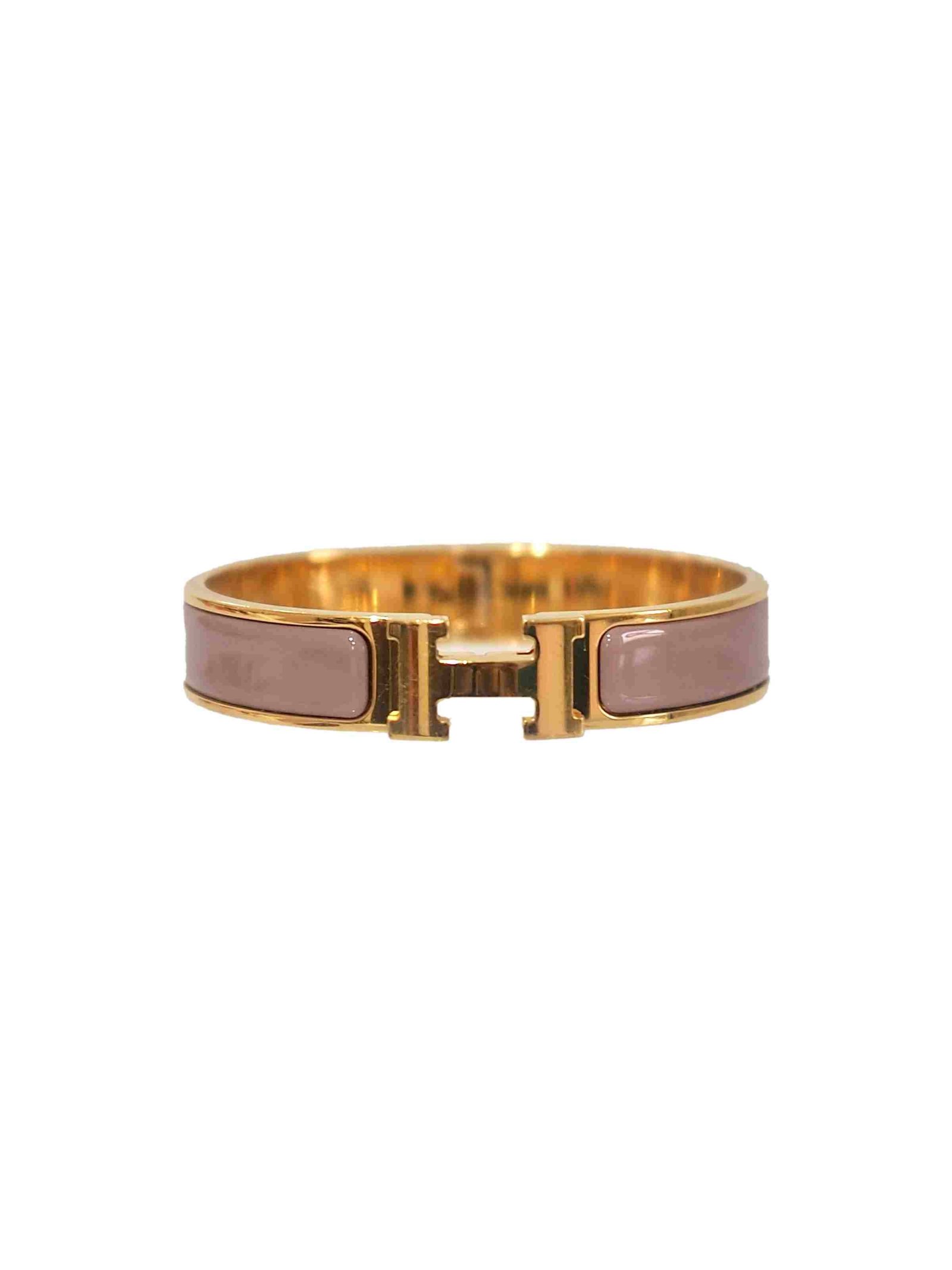 Hermes click H bracelet Rose enamel gold metal