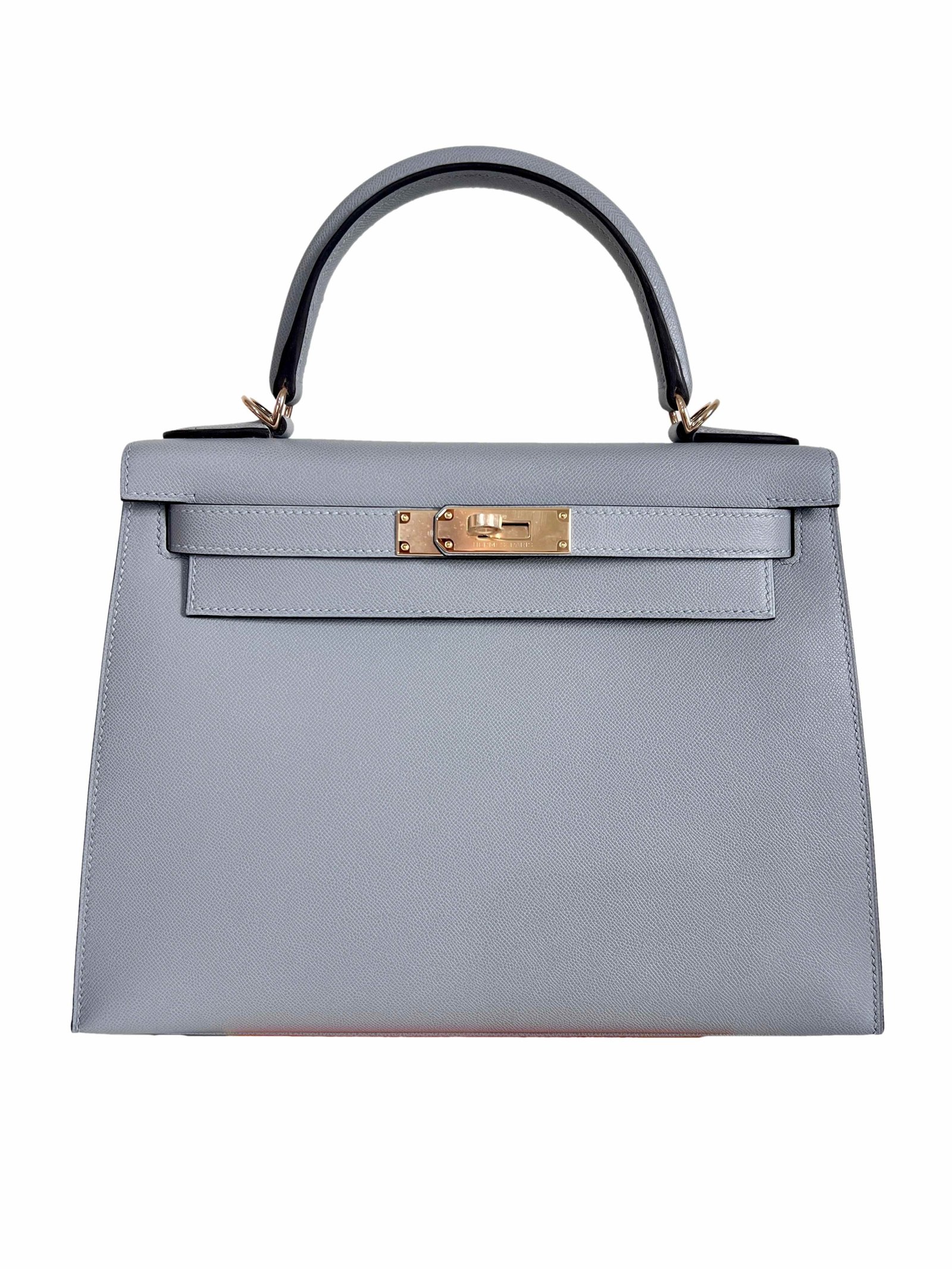 Hermes Kelly 28 Gris pantin madame leather permabrass new