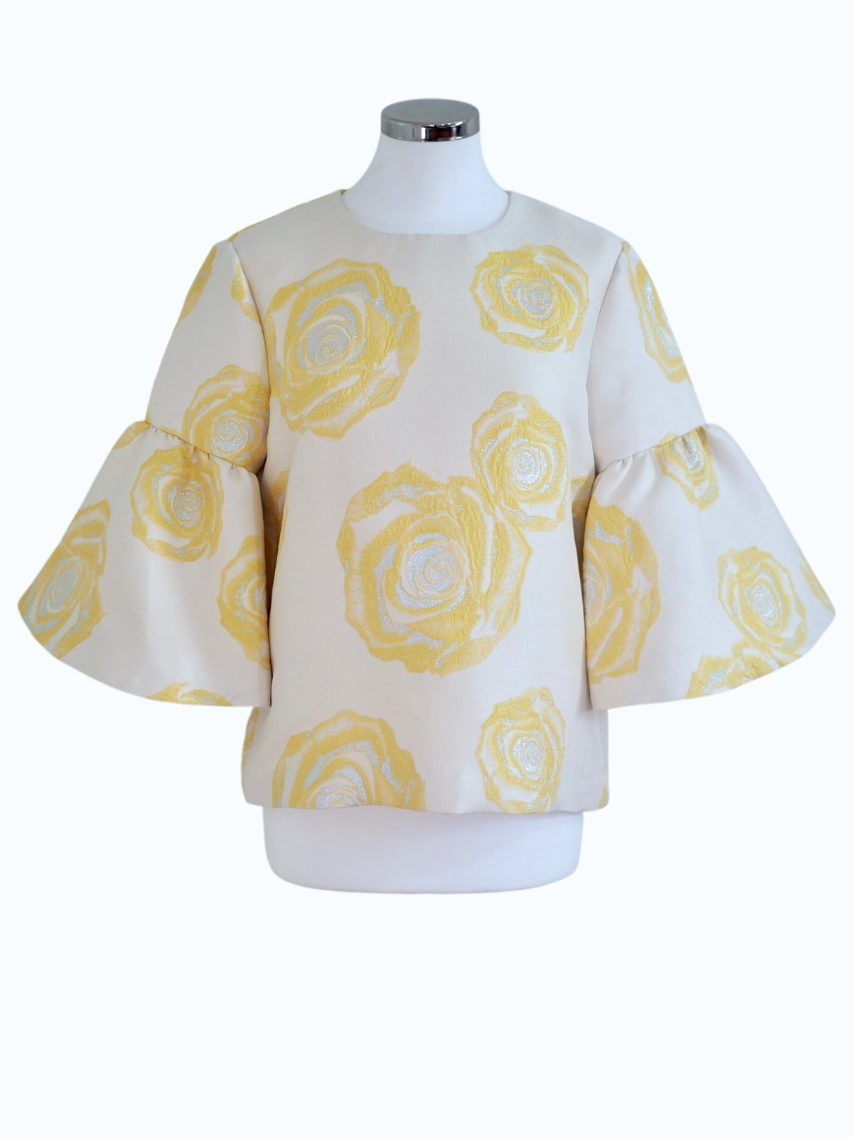 Ganni creme jacquard top