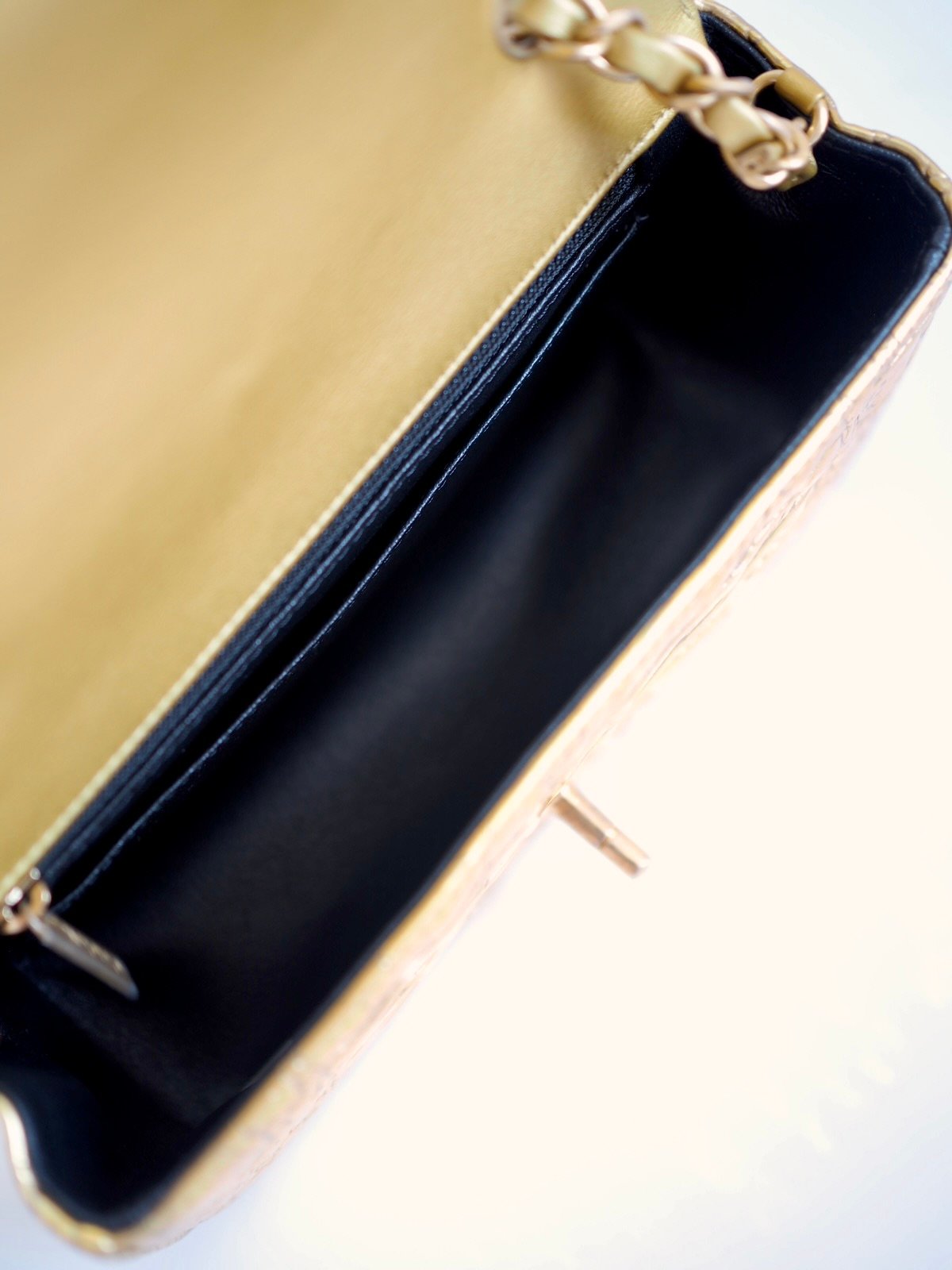 CHANEL Classic Mini Rectangular Bag Gold Croco GHW - Image 12