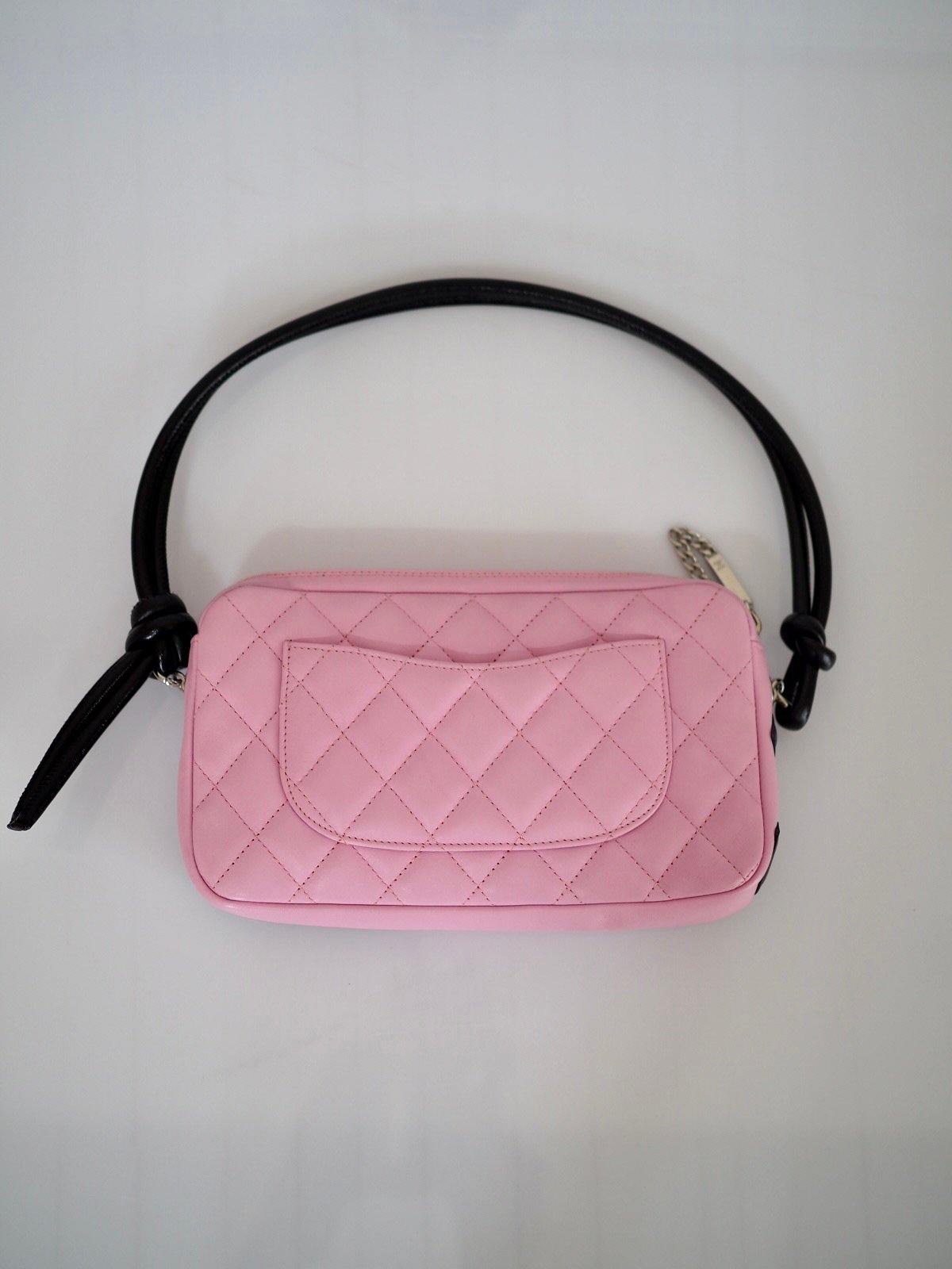 Chanel Cambon mini shoulder bag pink and black leather 3