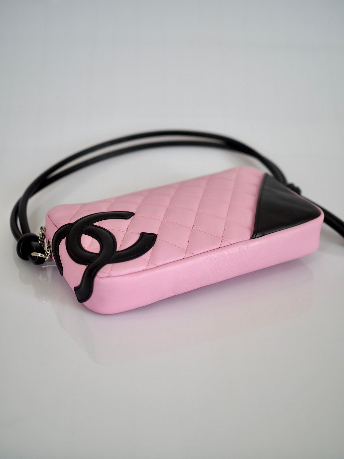 Chanel Cambon mini shoulder bag pink and black leather 4