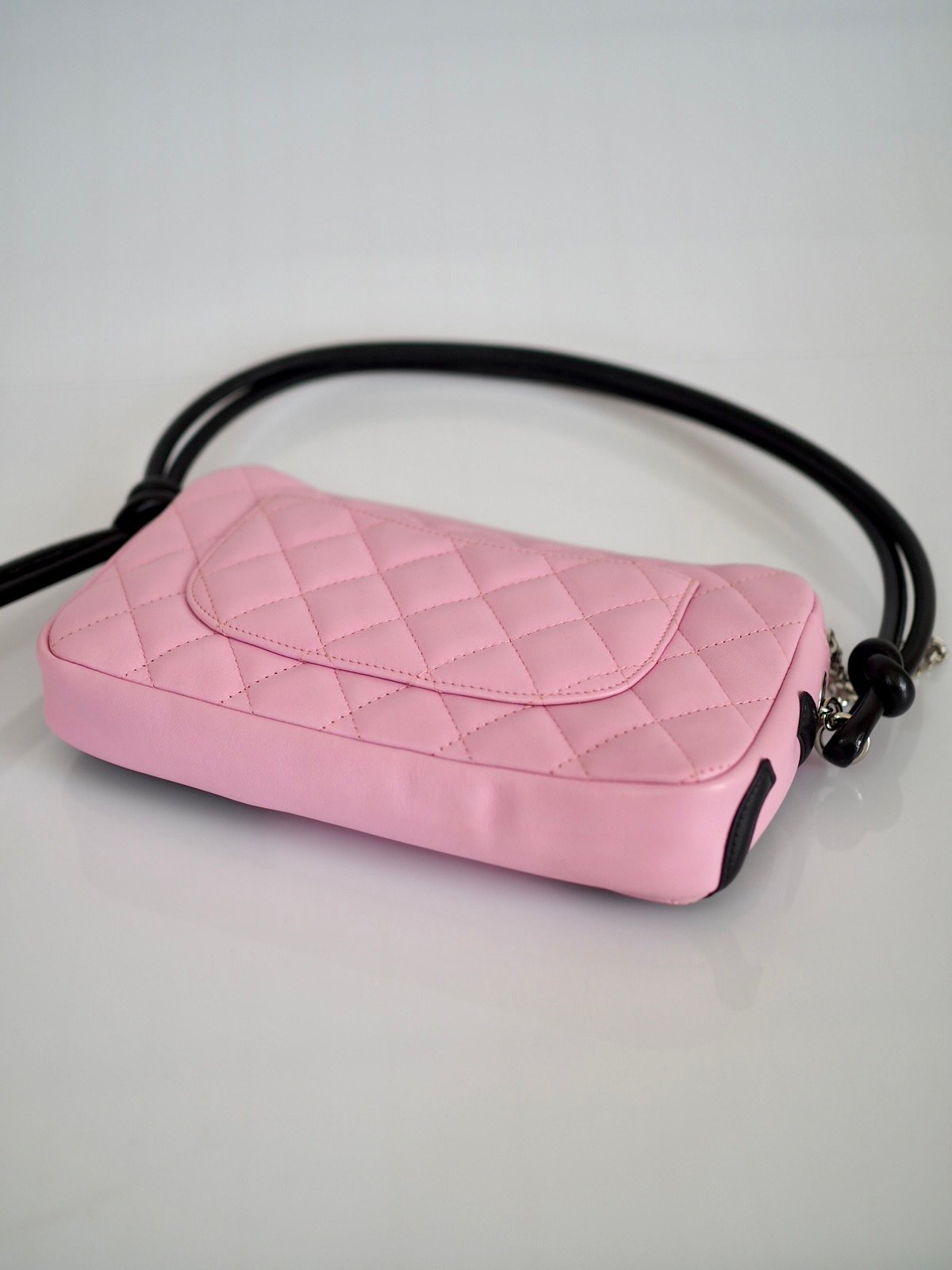 Chanel Cambon mini shoulder bag pink and black leather 5