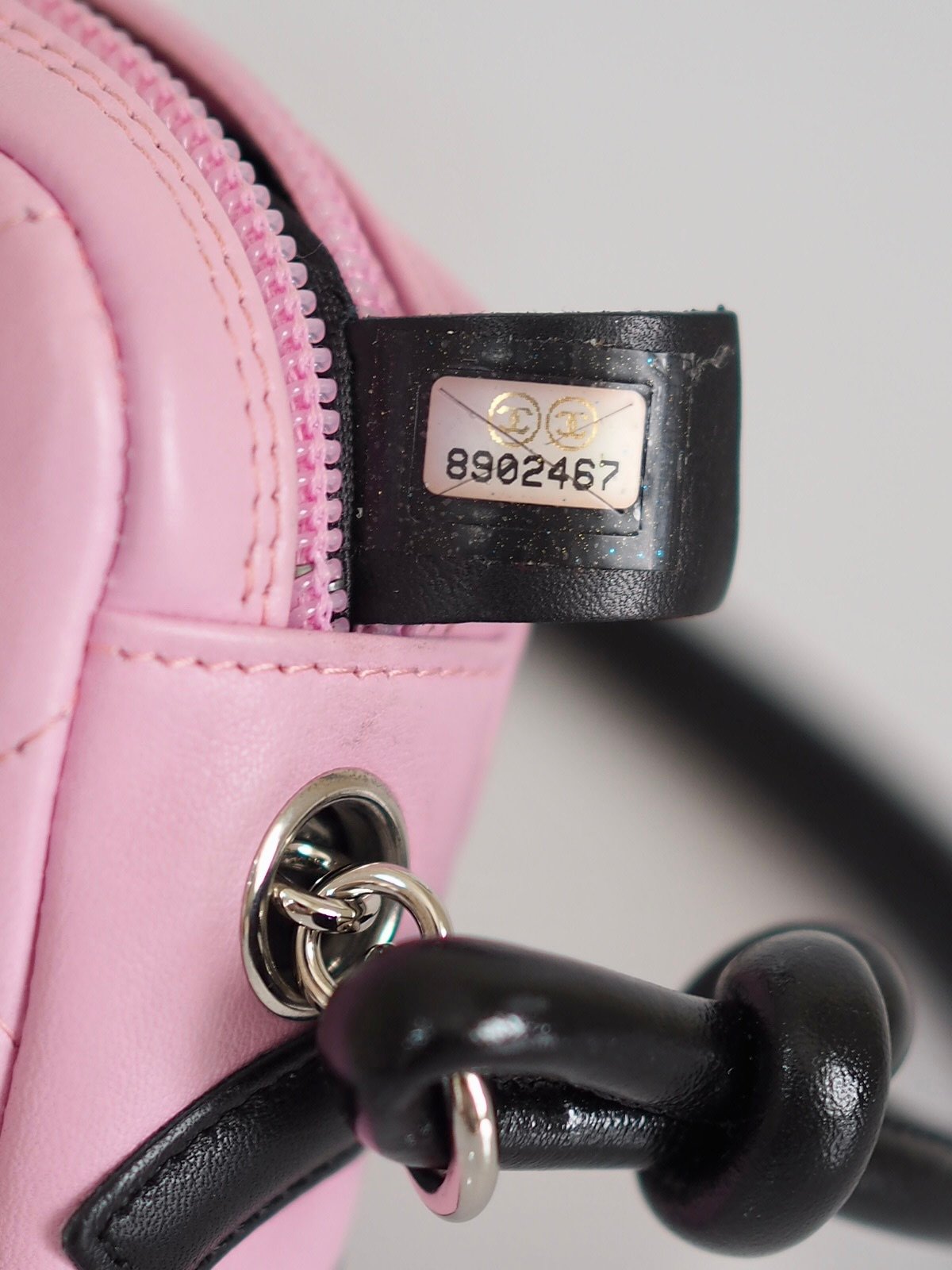 Chanel Cambon mini shoulder bag pink and black leather authentic