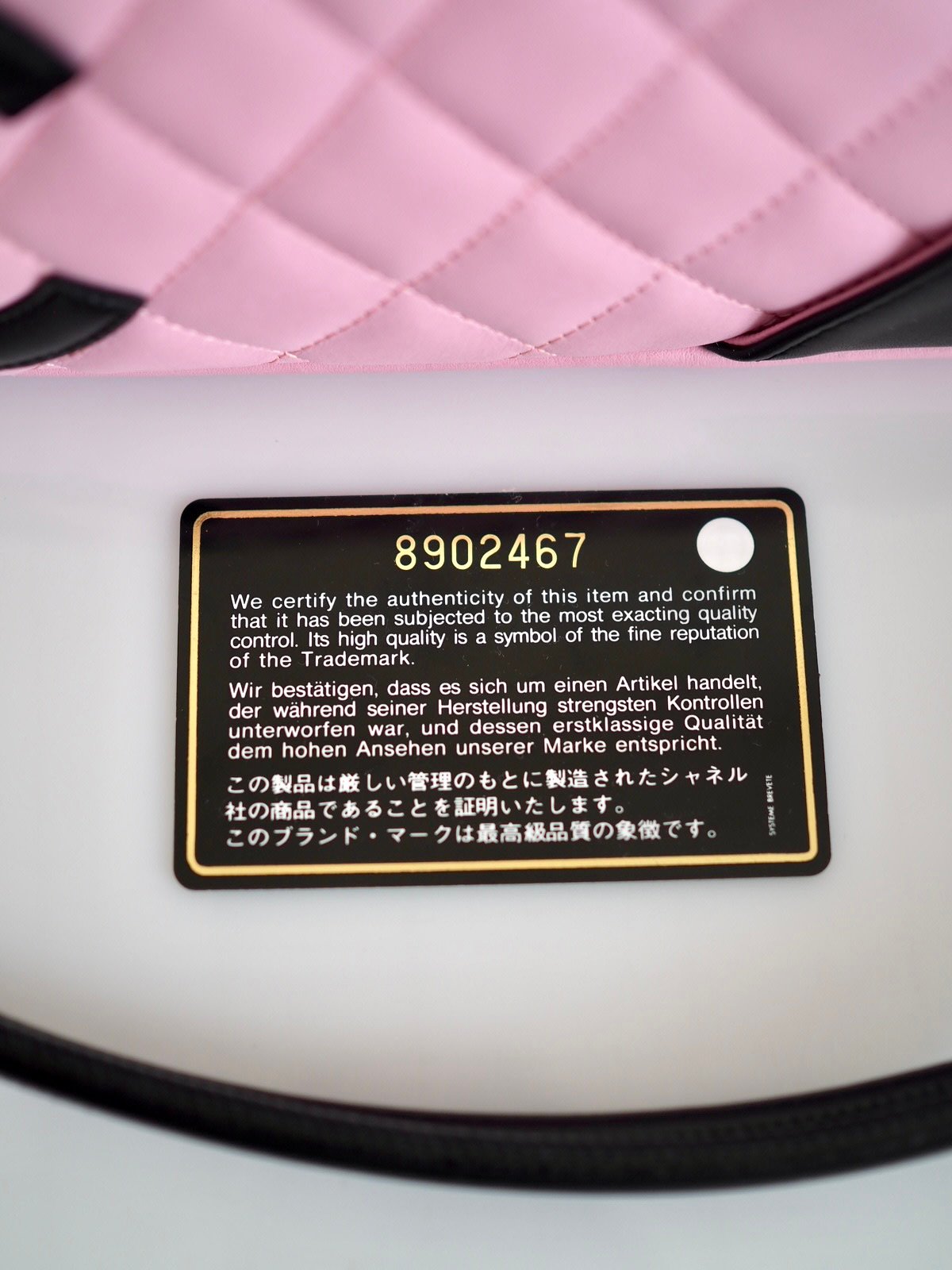 Chanel Cambon mini shoulder bag pink and black leather 8