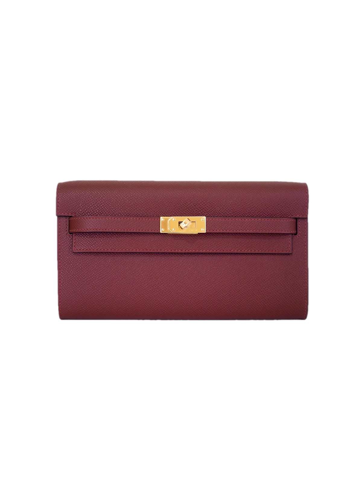 Hermes Kelly To-Go wallet bag Rouge H epsom gold hardware