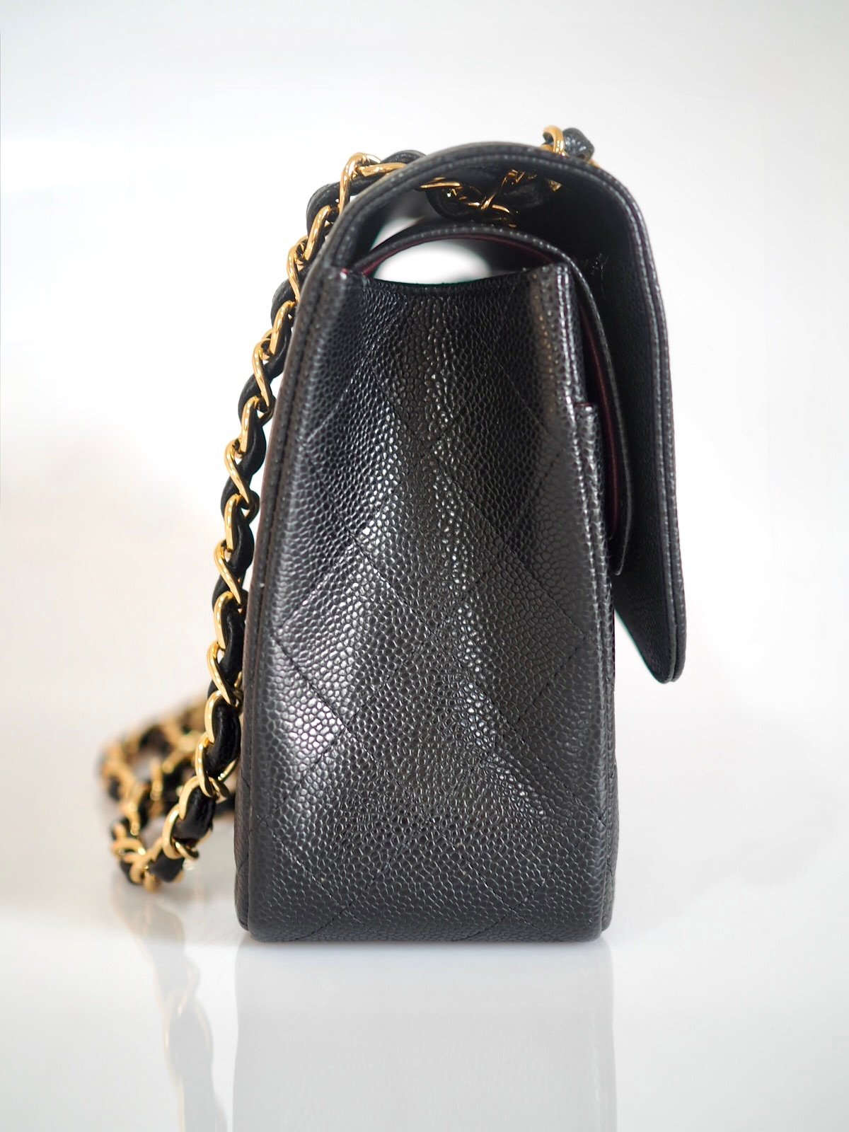 Chanel Classic jumbo double flap bag black caviar leather gold hardware 2