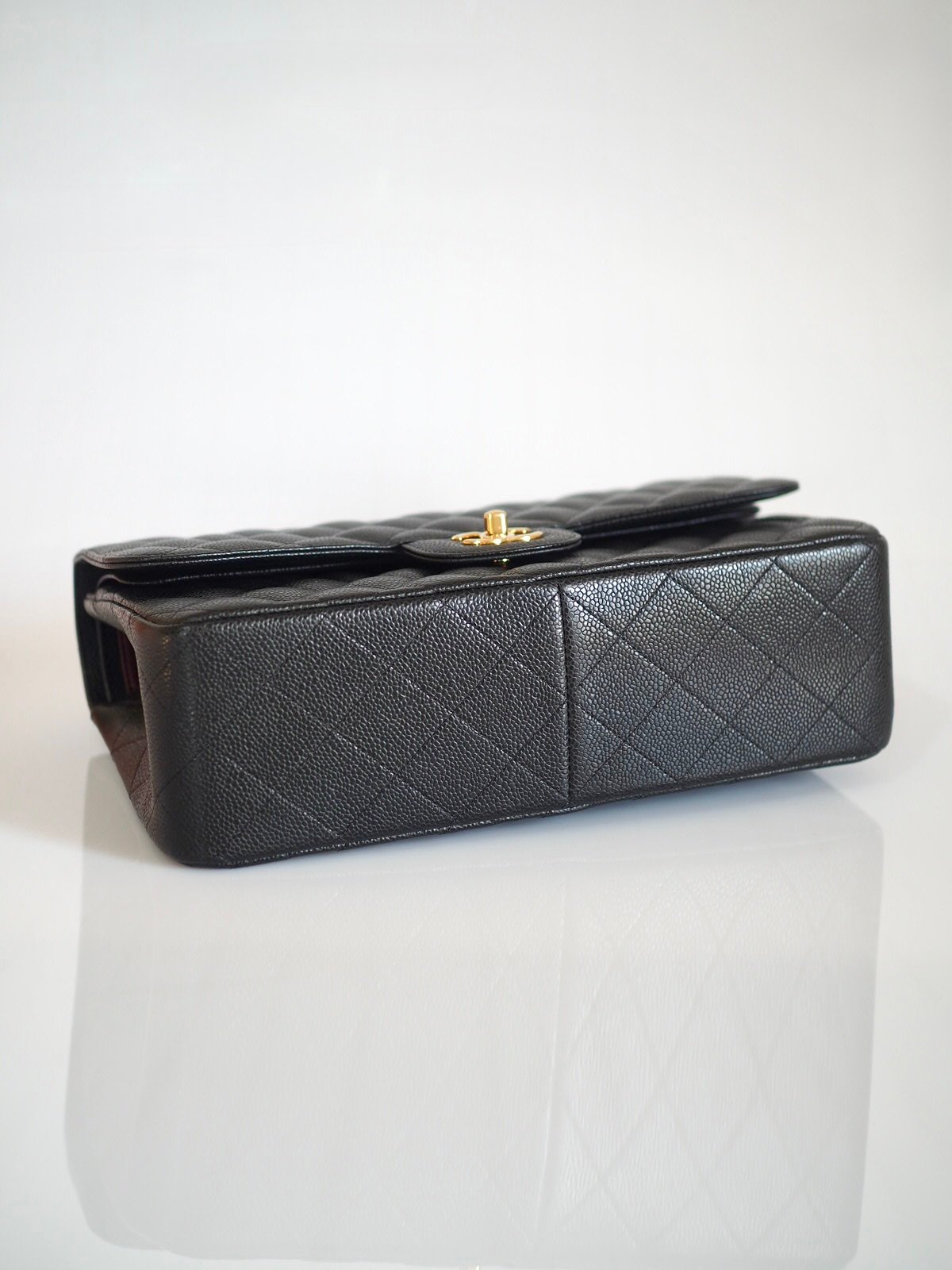 Chanel Classic jumbo double flap bag black caviar leather gold hardware 5