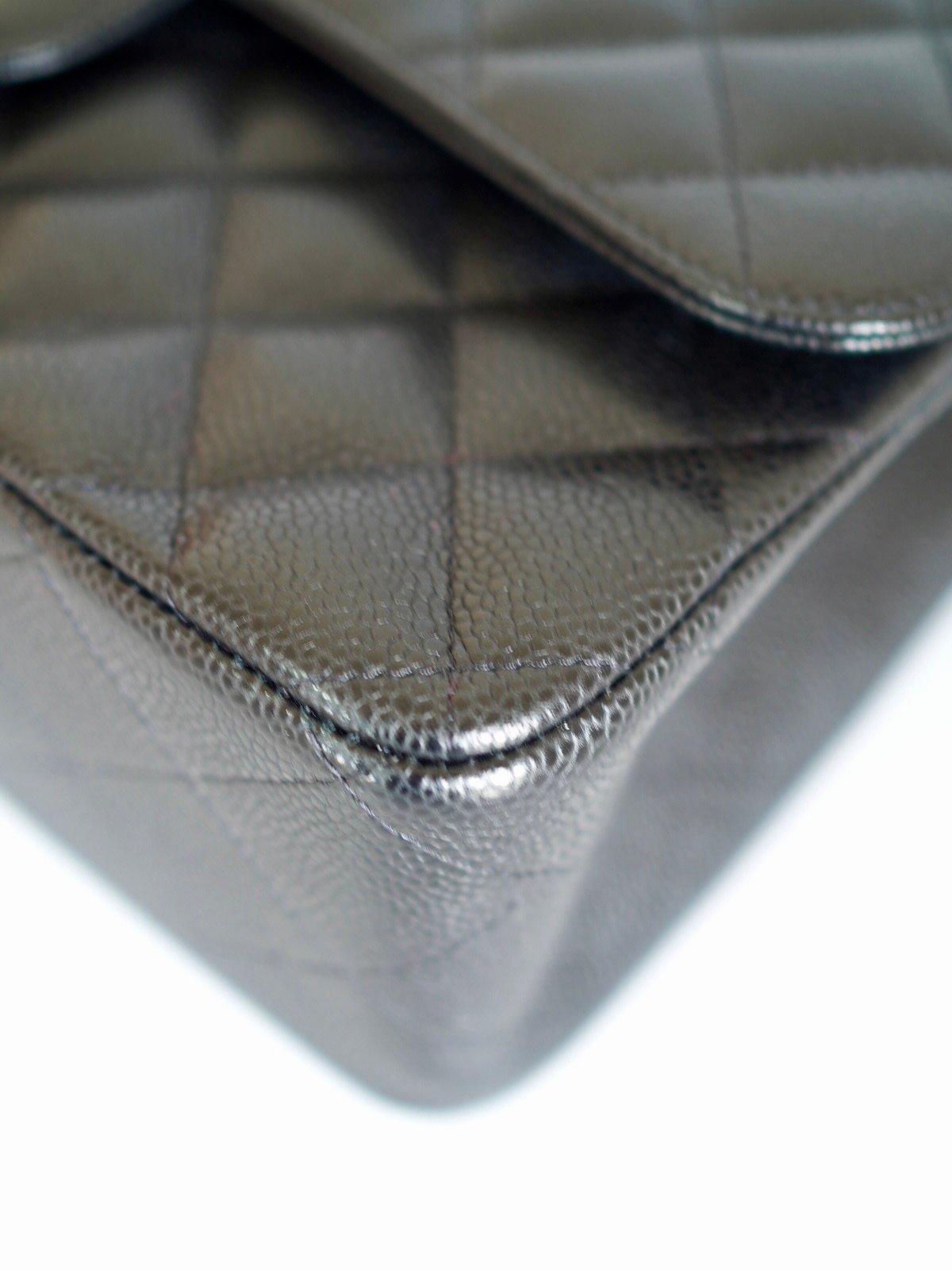 Chanel Classic jumbo double flap bag black caviar leather gold hardware 6