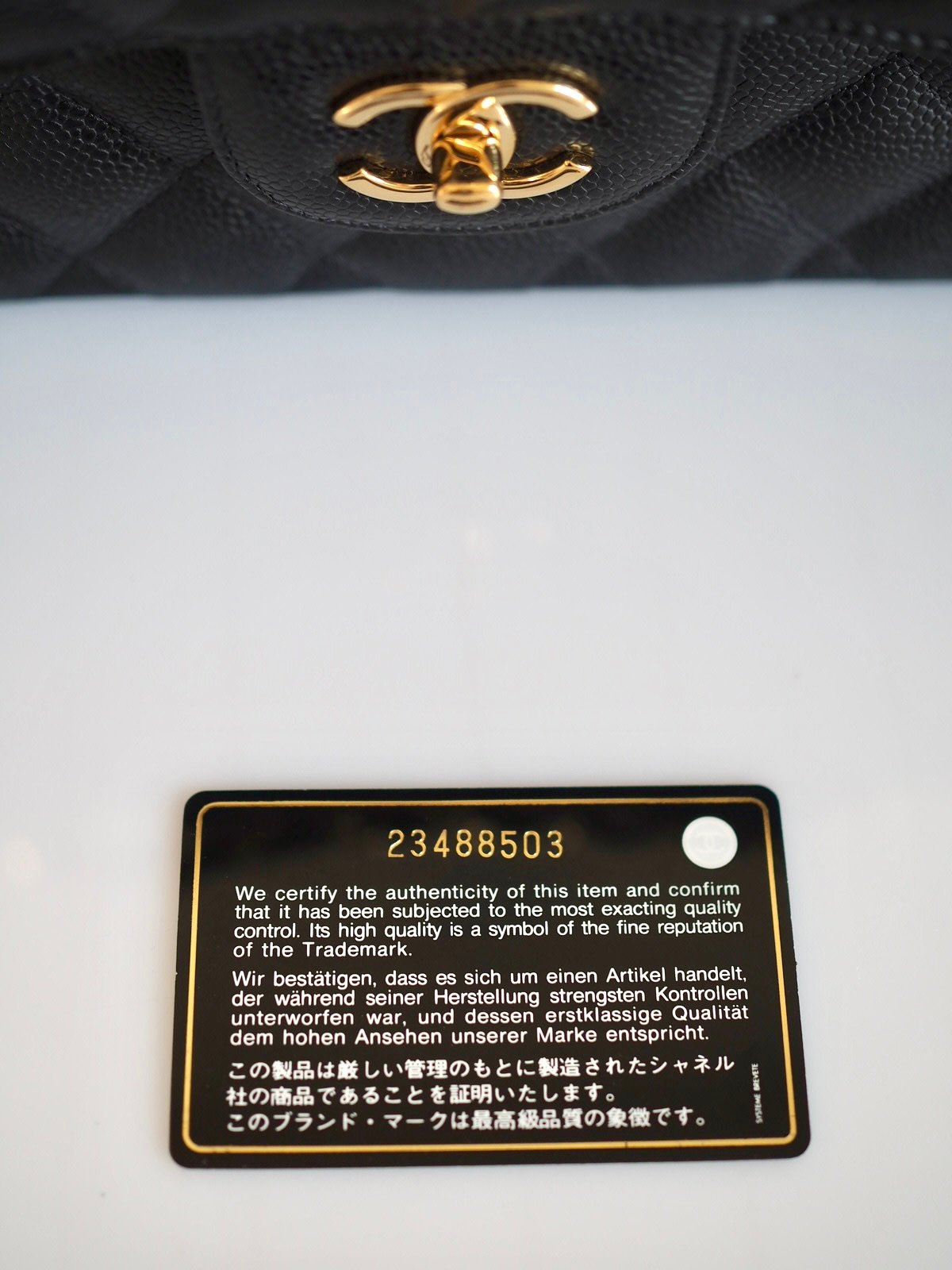 Chanel Classic jumbo double flap bag black caviar leather gold hardware series